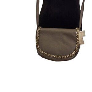 Minicci Gray Faux Leather Crossbody Bag W/Gold Chain Detail-NWT